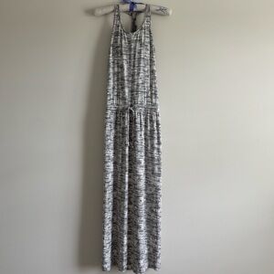 Athleta Cressida Women’s Built-In Bra Gray White Space Dye Maxi Dress Size S